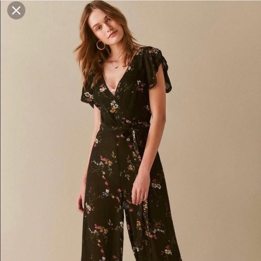 Black Floral Retro Jumpsuit